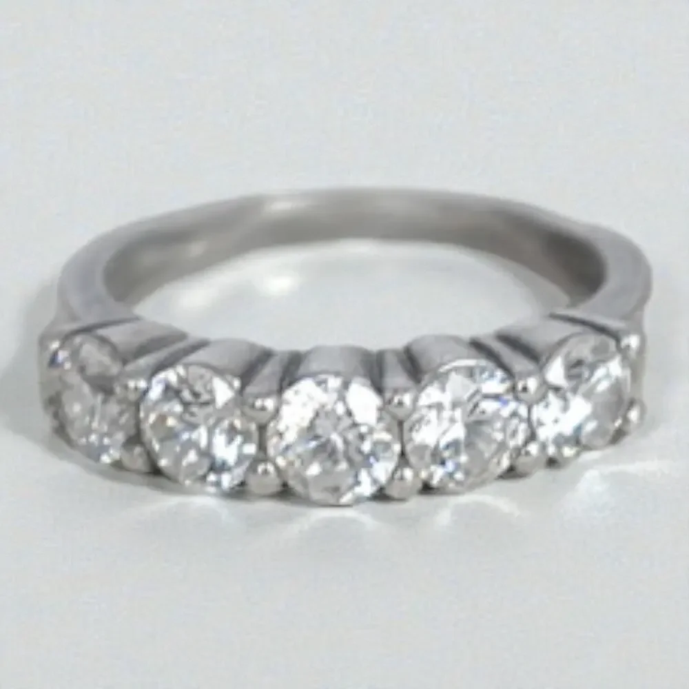 Vintage Sterling Silver CZ Three Stone Engagement Wedding Ring Size 4.75 - Picture 2 of 9